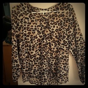 Lightweight Cheetah Print Blouse with Cross Front